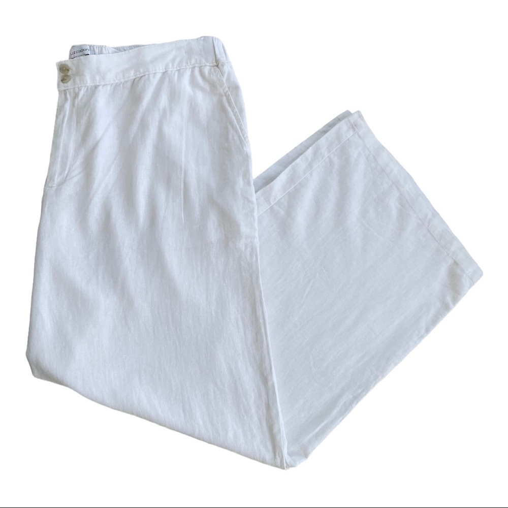 NWT LIZ CLAIBORNE White Wide Leg Linen Pants